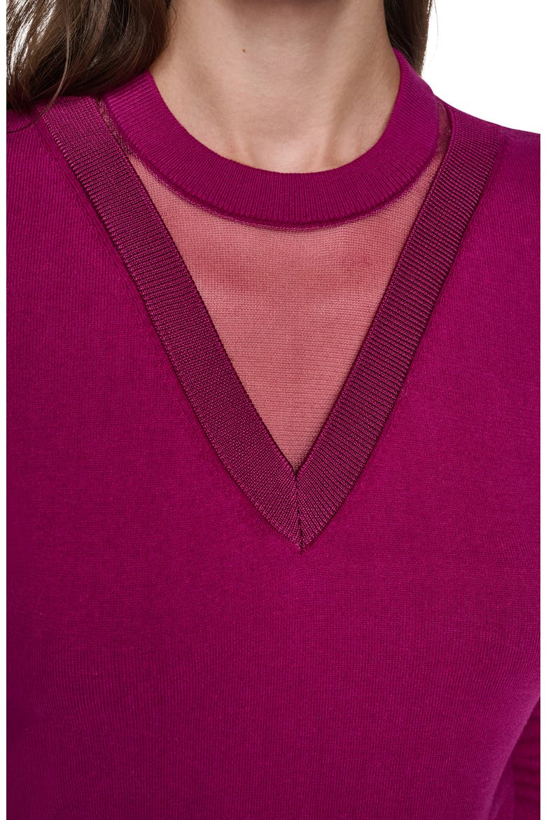 Mesh Window Crewneck Sweater, Alternate, color, RASPBERRY