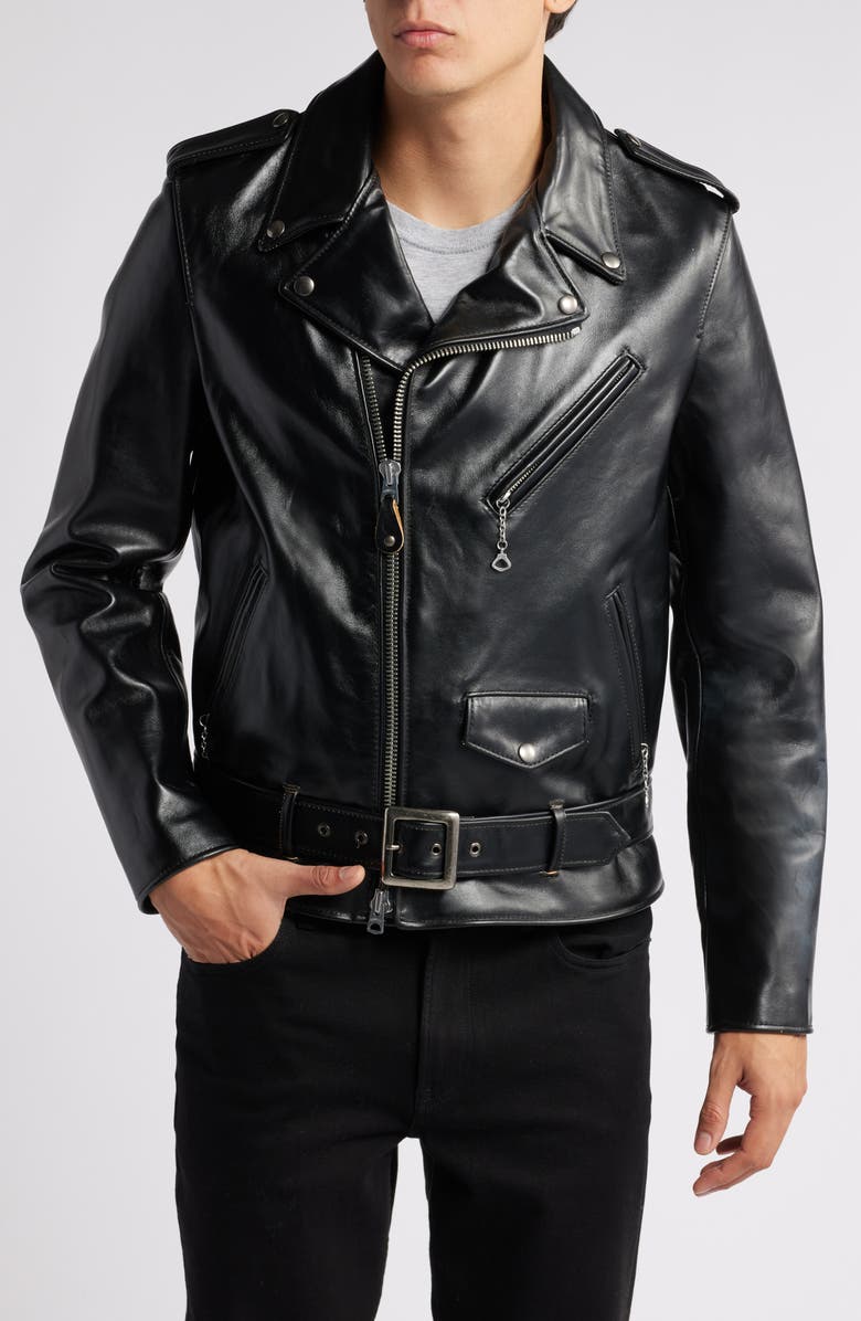 Schott NYC Perfecto Moto Leather Jacket, Alternate, color, Black
