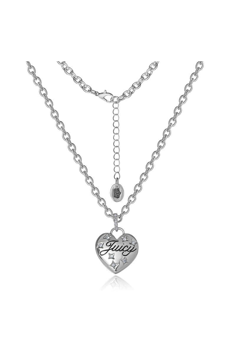 Juicy Couture Silver-Tone Heart Pendant Necklace, Alternate, color, Silver
