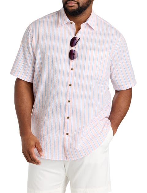 Big & Tall Seersucker Stripe Sport Shirt V2
