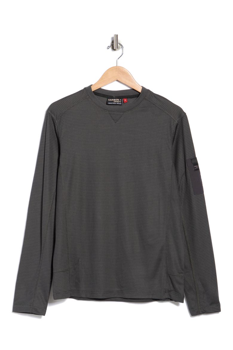Grid Jacquard Long Sleeve T-Shirt, Alternate, color, ASPHALT