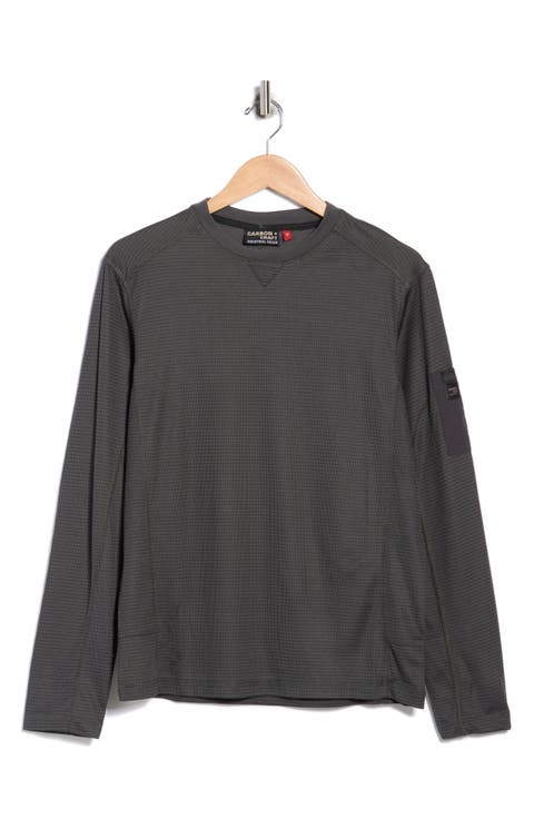 Grid Jacquard Long Sleeve T-Shirt