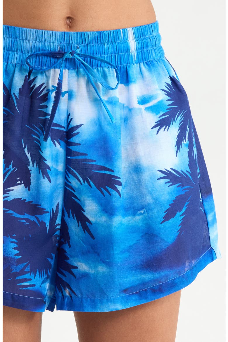 Palm Print Short Sleeve Shirt & Shorts Set, Alternate, color, BLUE MULTI