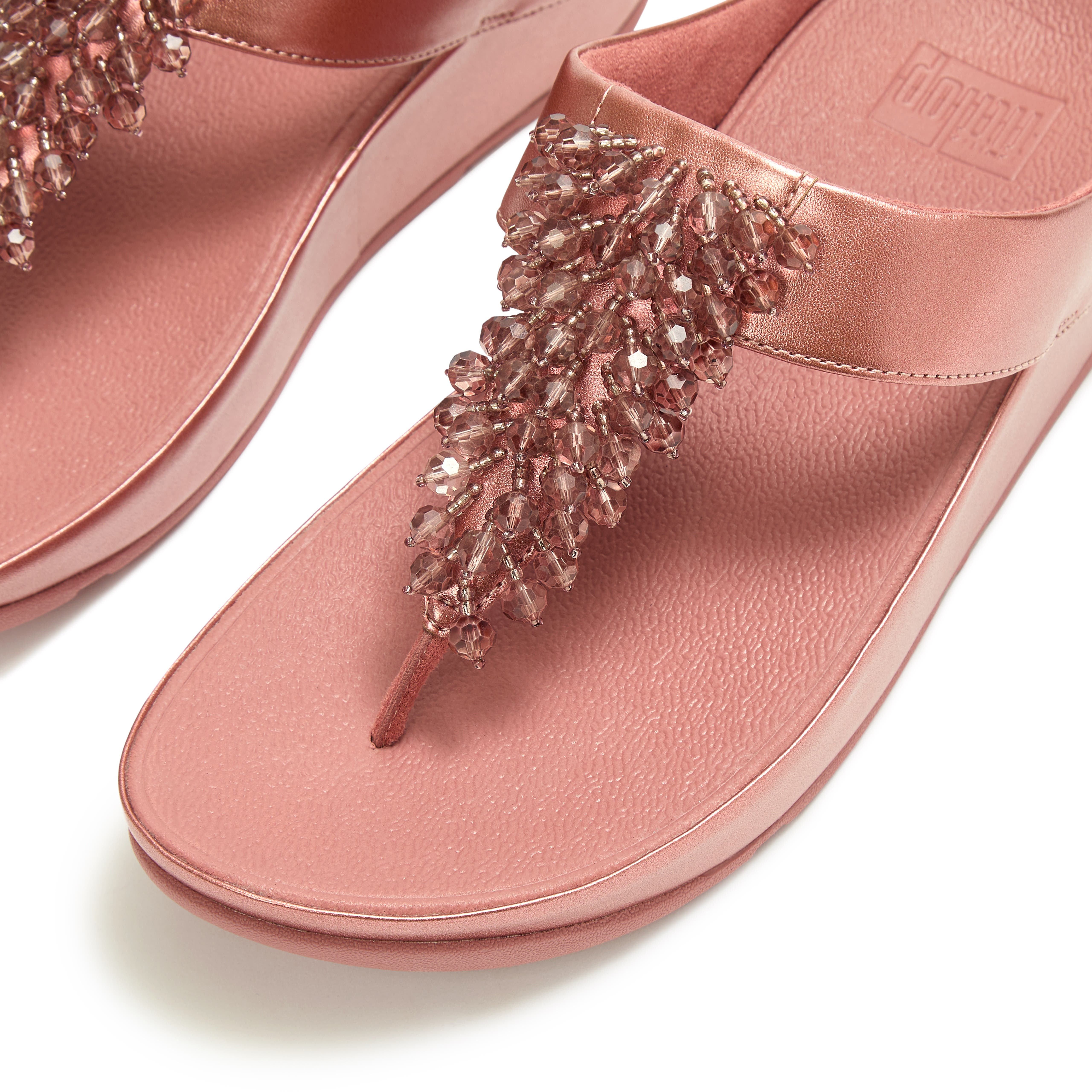 FitFlop Rumba Iridescen Bead Toe-Post, Alternate, color, Metallic Rust Rose