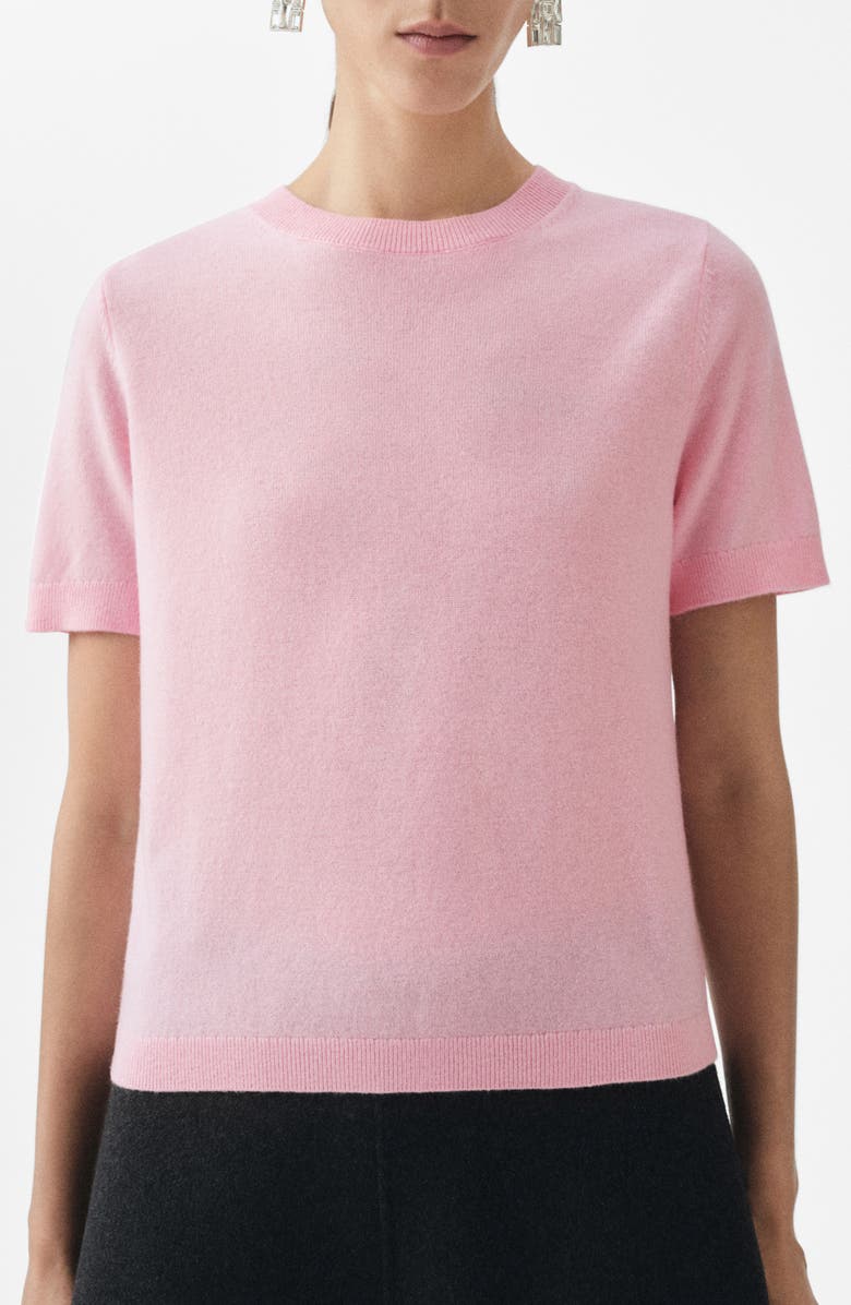 MANGO Selection Short Sleeve Wool & Cashmere Sweater, Main, color, Pink