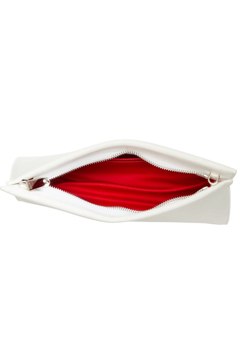 Christian Louboutin Small Loubitwist Silk Satin Clutch, Alternate, color, Bianco
