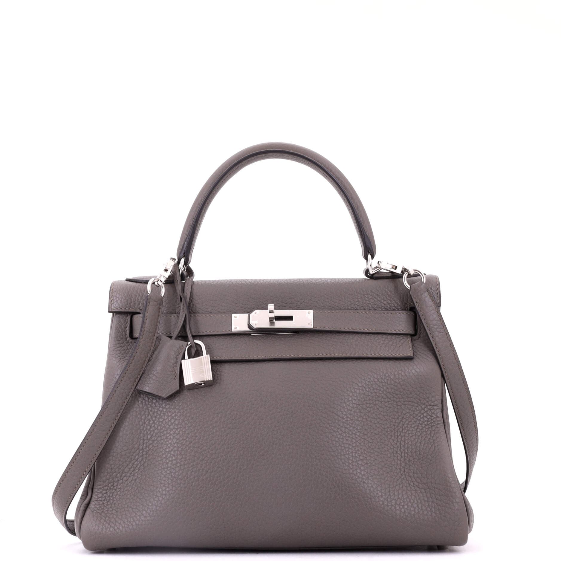 Kelly Handbag Grey Clemence with Palladium Hardware 28, Main, color, Grey