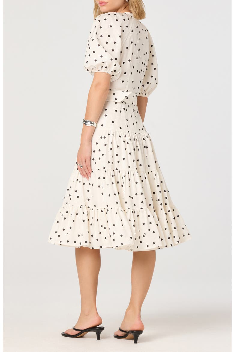 Minnie Belted Puff Sleeve Dress, Alternate, color, POLKA DOT PRINT