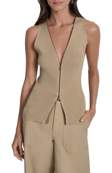 Two-Way Zip Knit Vest