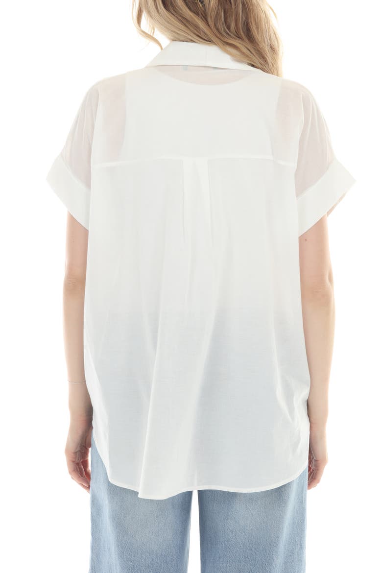 Lace Inset Johnny Collar Shirt, Alternate, color, WHITE