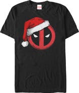Marvel Men's Marvel Christmas Deadpool Santa Hat Graphic Tee