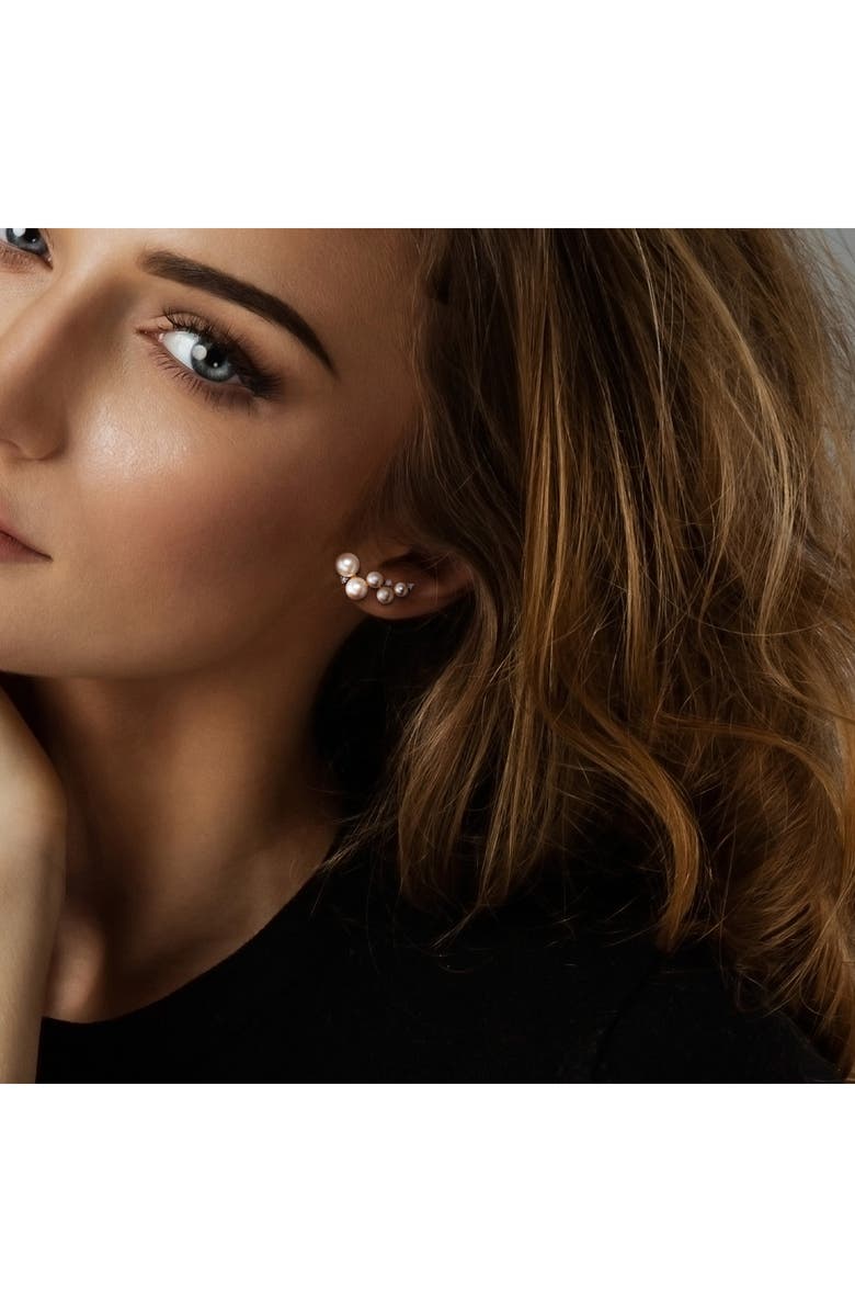 DELMAR 4–6.5mm Cultured Freshwater Pearl & White Topaz Crawler Stud Earrings, Alternate, color, White