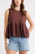 Treasure & Bond Sleeveless Pleated Linen Blend Top