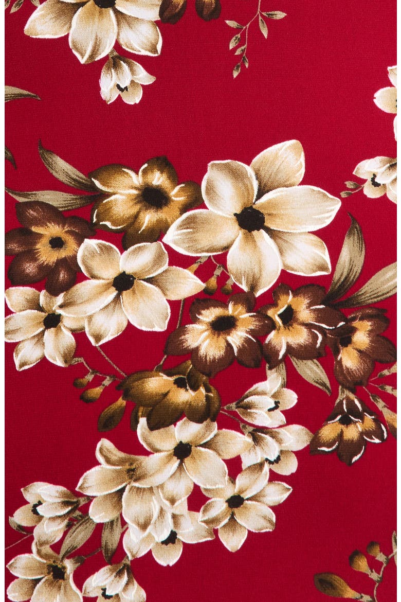 Floral Side Ruched Faux Wrap Dress, Alternate, color, CRIMSON