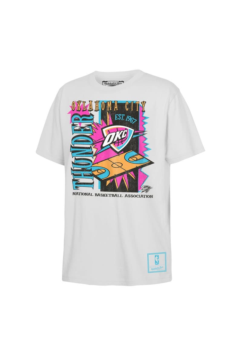 Youth Mitchell & Ness  White Oklahoma City Thunder Neon Court Shock T-Shirt, Main, color, White