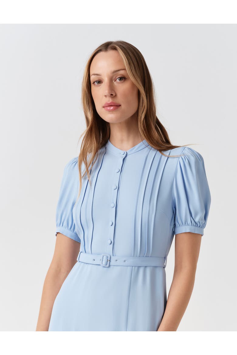Francis Round Neck Crepe Midi Dress, Alternate, color, Light Blue