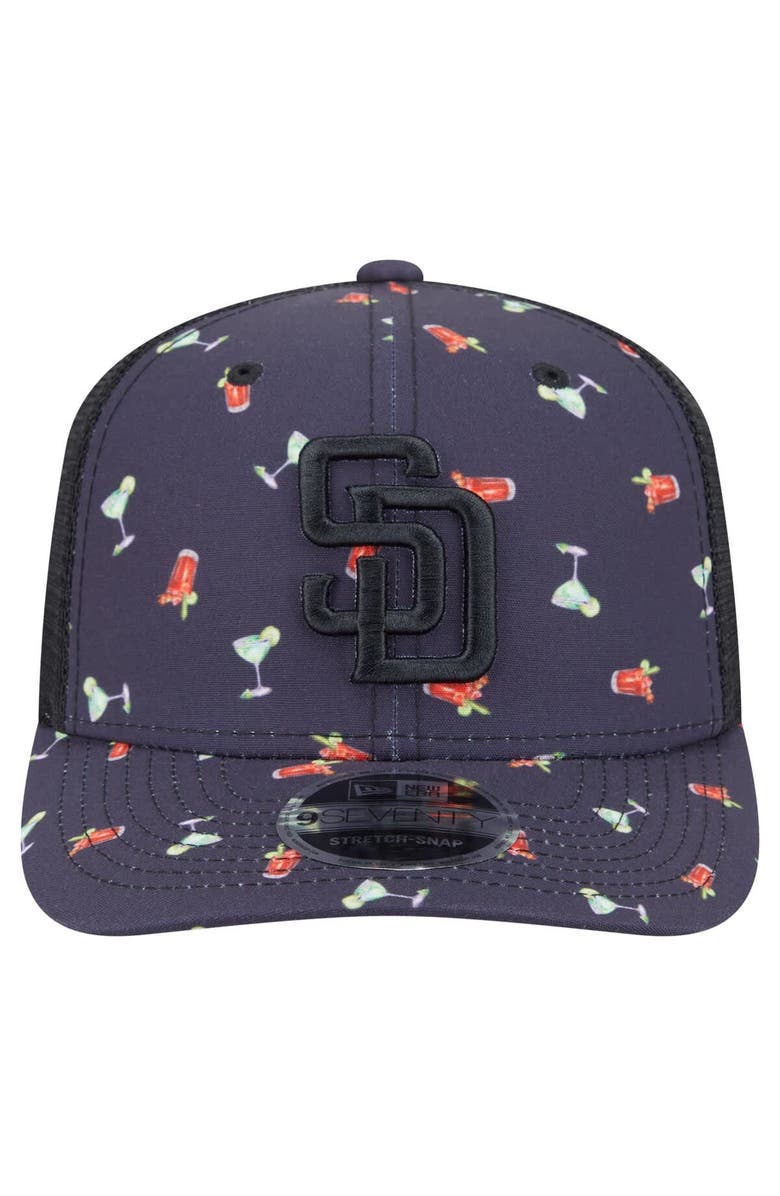 New Era Men's New Era Black San Diego Padres Adventure Drinks Pattern 9SEVENTY Stretch-Snap Hat, Alternate, color, 