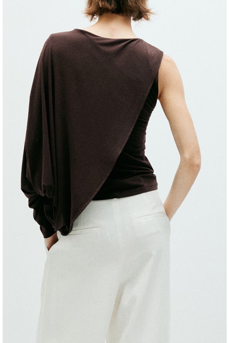 Asymmetric Knit Shirt, Alternate, color, BROWN