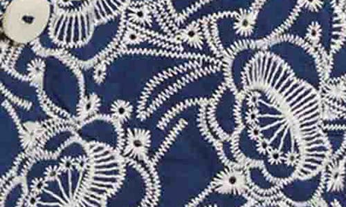 Foxcroft Thelma Cotton Eyelet Jacket In Navy/white