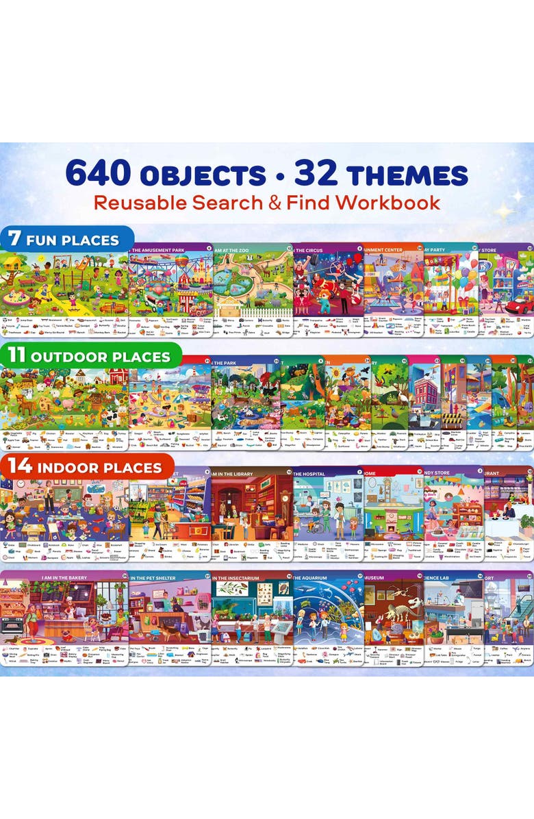 Quokka Kids Handwriting and Search & Find Activity Cards Set, Alternate, color, Places I Visit