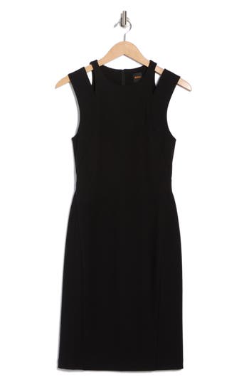 Hugo Boss Boss Orange Dodie Shoulder Cutout Sheath Dress In Black