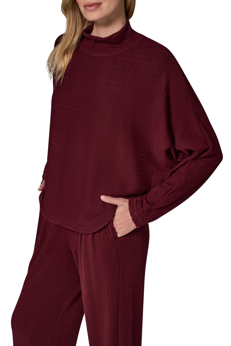 Brushed Rib Dolman Sleeve Top, Alternate, color, BLK CHERRY