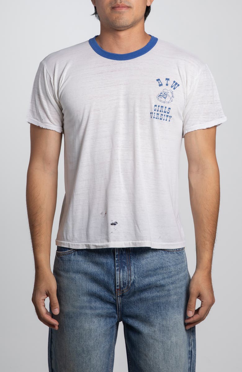 Elwood Vintage BTW Girls Varsity Graphic T-Shirt, Main, color, White/ Blue