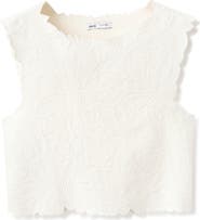 MANGO Floral Embroidered Cotton Blend Top