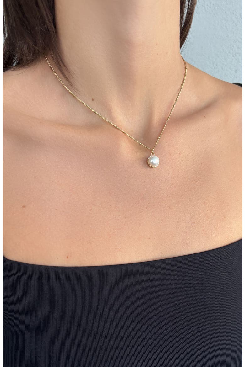 14K Gold Plated Freshwater Pearl Pendant Necklace, Alternate, color, WHITE/ GOLD