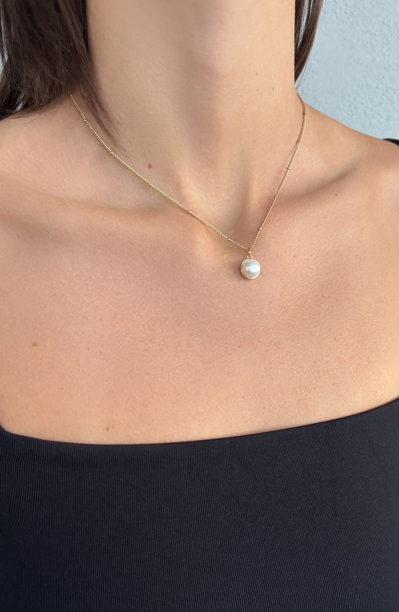 Adornia 14K Gold Plated Freshwater Pearl Pendant Necklace, Alternate, color, White/ Gold
