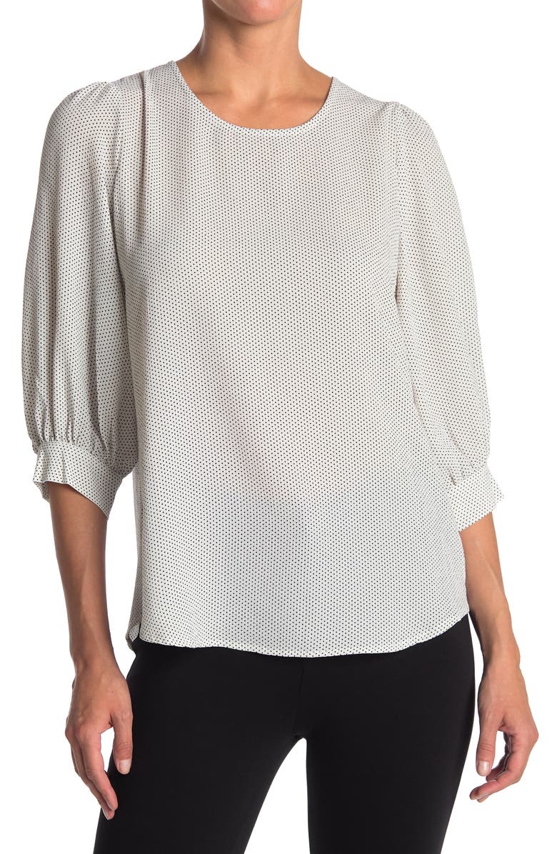 Adrianna Papell Pebbled 3/4 Sleeve Crepe Blouse, Main, color, 