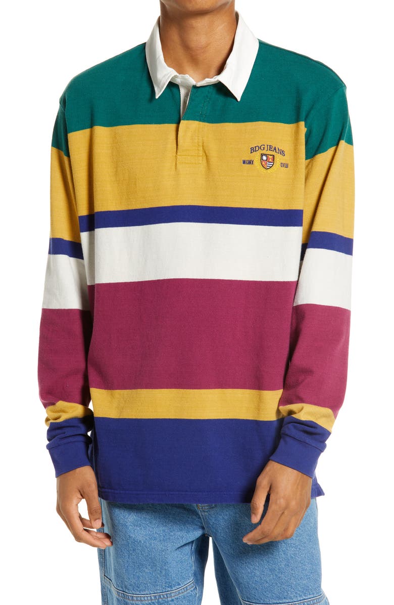 BDG Urban Outfitters Men's Stripe Cotton Rugby Shirt, Main, color, 