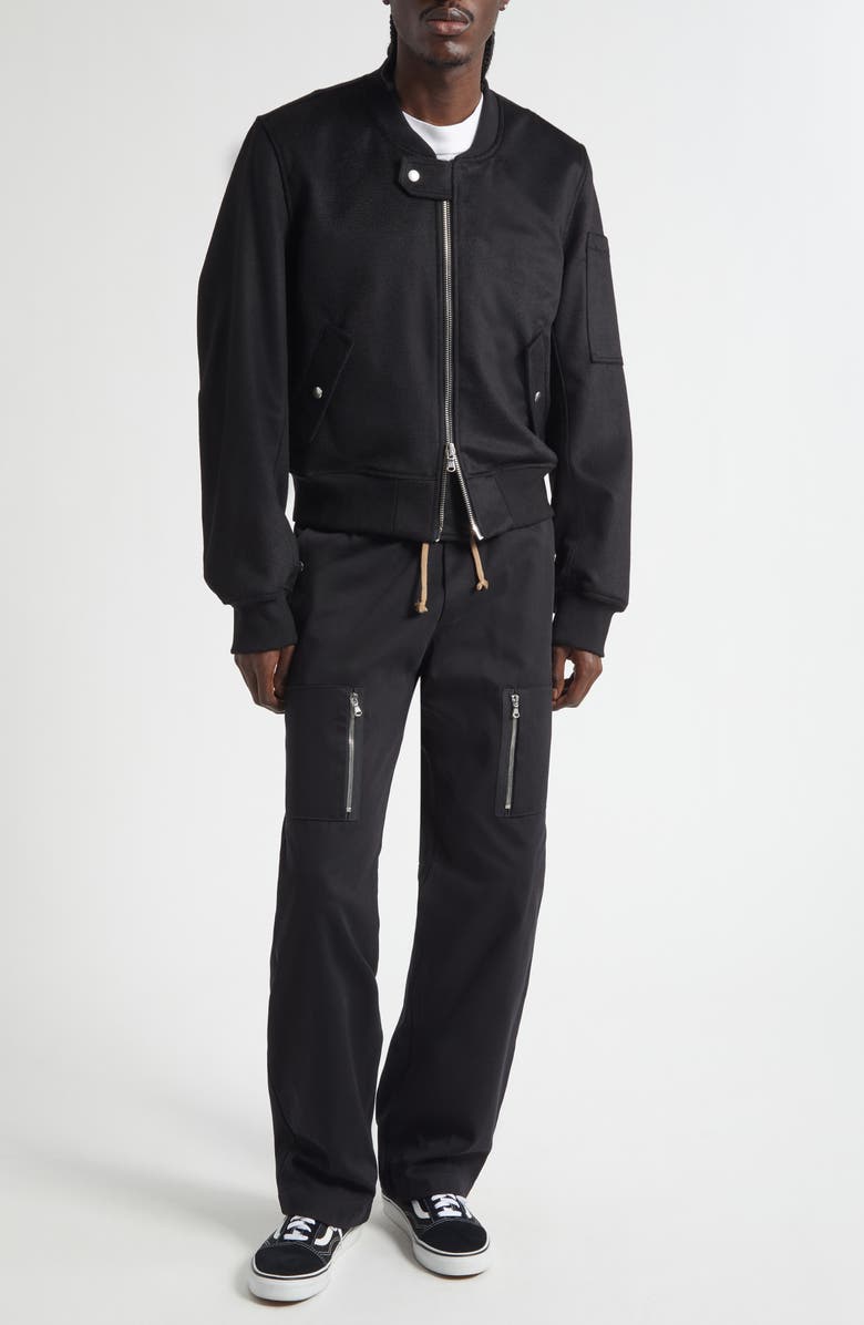 JKEEFER Anthony Stretch Cotton Gabardine Cargo Pants, Alternate, color, Black