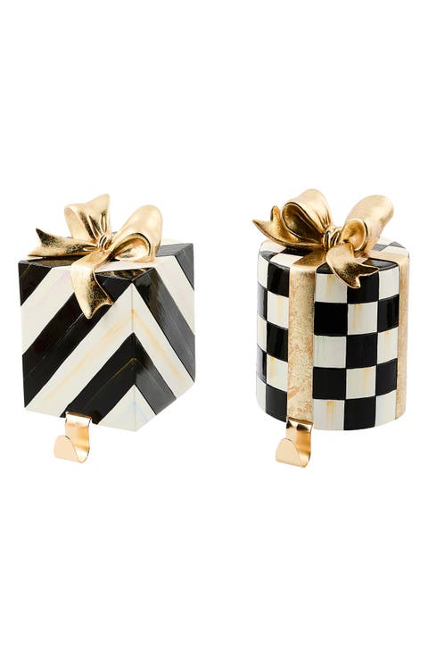 Courtly Noel Set of 2 Gift Box Stocking Hangers