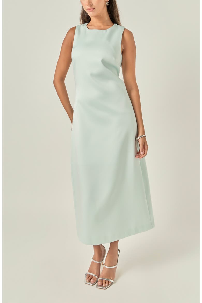 Sleeveless Satin Midi Dress, Alternate, color, MINT