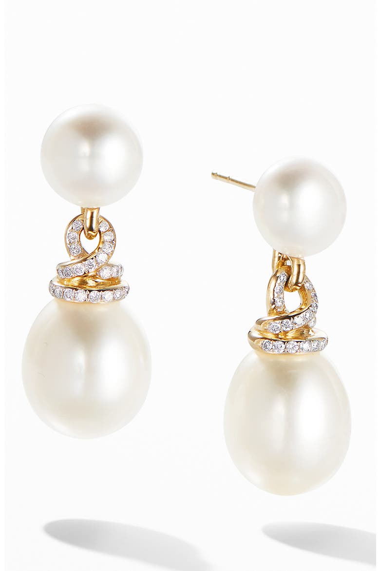 Helena Pearl 18K Yellow Gold Drop Earrings with Diamonds, Main, color, GOLD/ PEARL