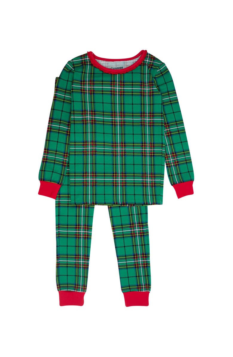 Softsnooze Modal Blend Ruffle Long Sleeve Pajama Set, Main, color, Green Nicholas Plaid