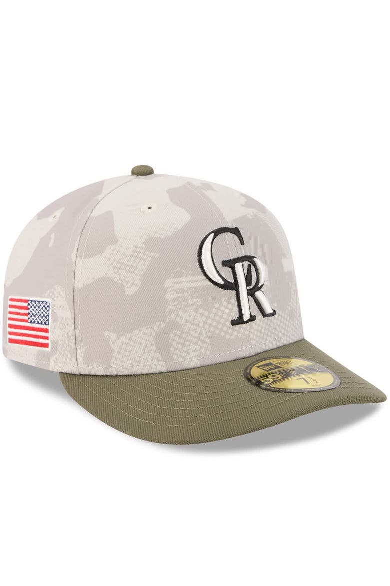 Men's New Era Light Beige/Olive Colorado Rockies 2025 Armed Forces Day 59FIFTY Fitted Hat, Main, color, Light Beige