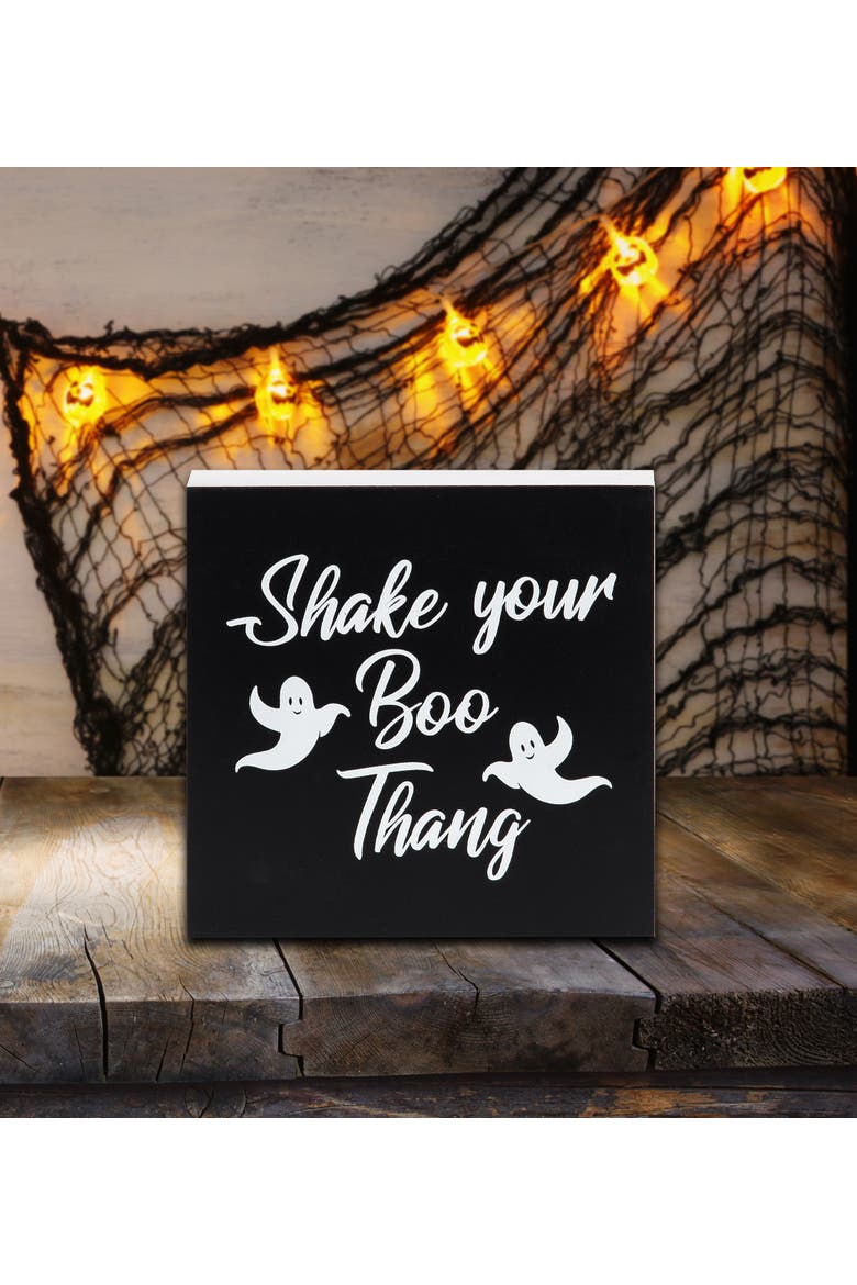 5" "Shake Your Boo Thang" Script Block Halloween Shelf Sitter Decoration, Alternate, color, Black