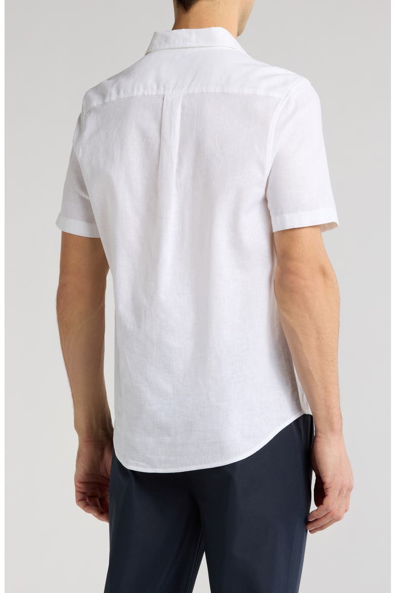 Linen & Cotton Short Sleeve Button-Up Shirt, Alternate, color, WHITE