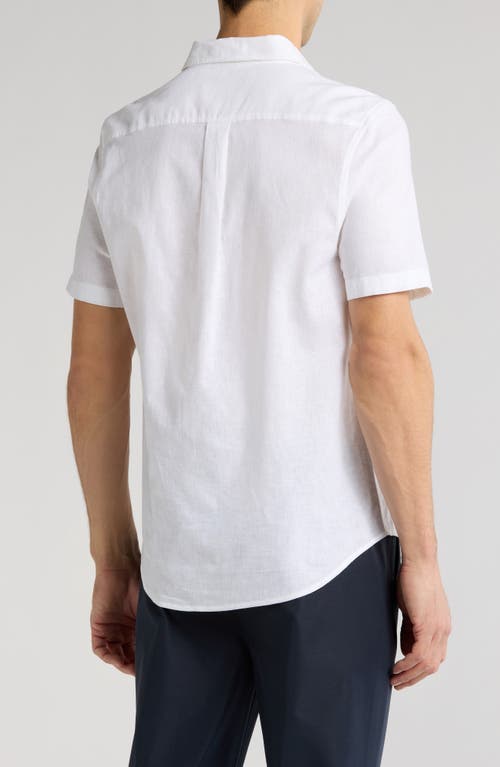 14th & Union Linen & Cotton Short Sleeve Button-up Shirt In White