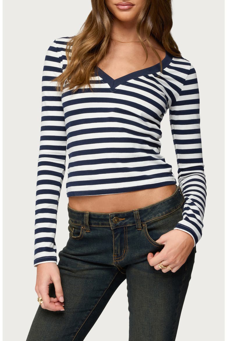 Solly Stripe Long Sleeve Shirt, Main, color, NAVY-AND-WHITE