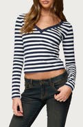 EDIKTED Solly Stripe Long Sleeve Shirt