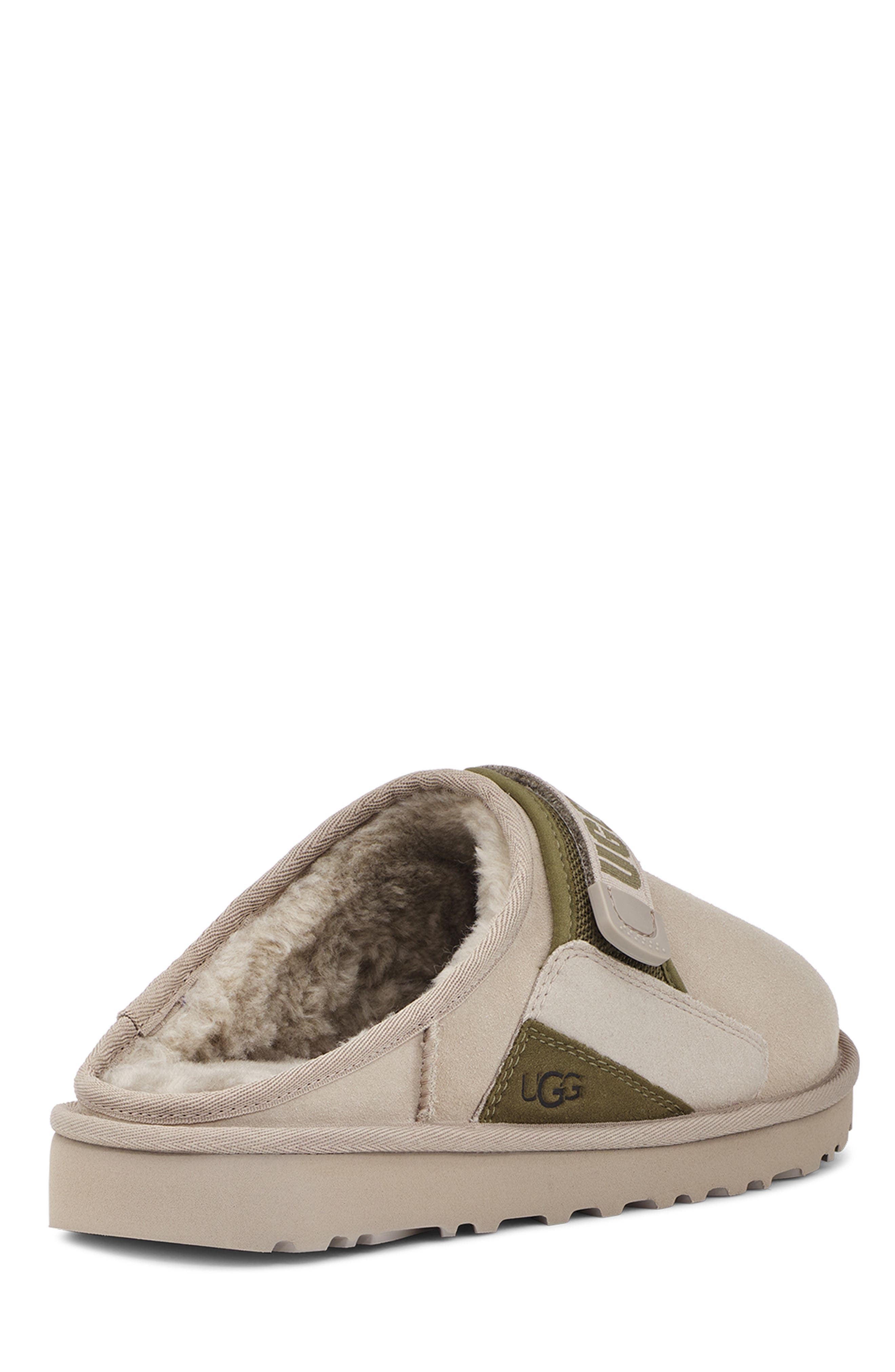Dune Genuine Shearling Lined Slipper, Alternate, color, STRING/ MOSS GREEN