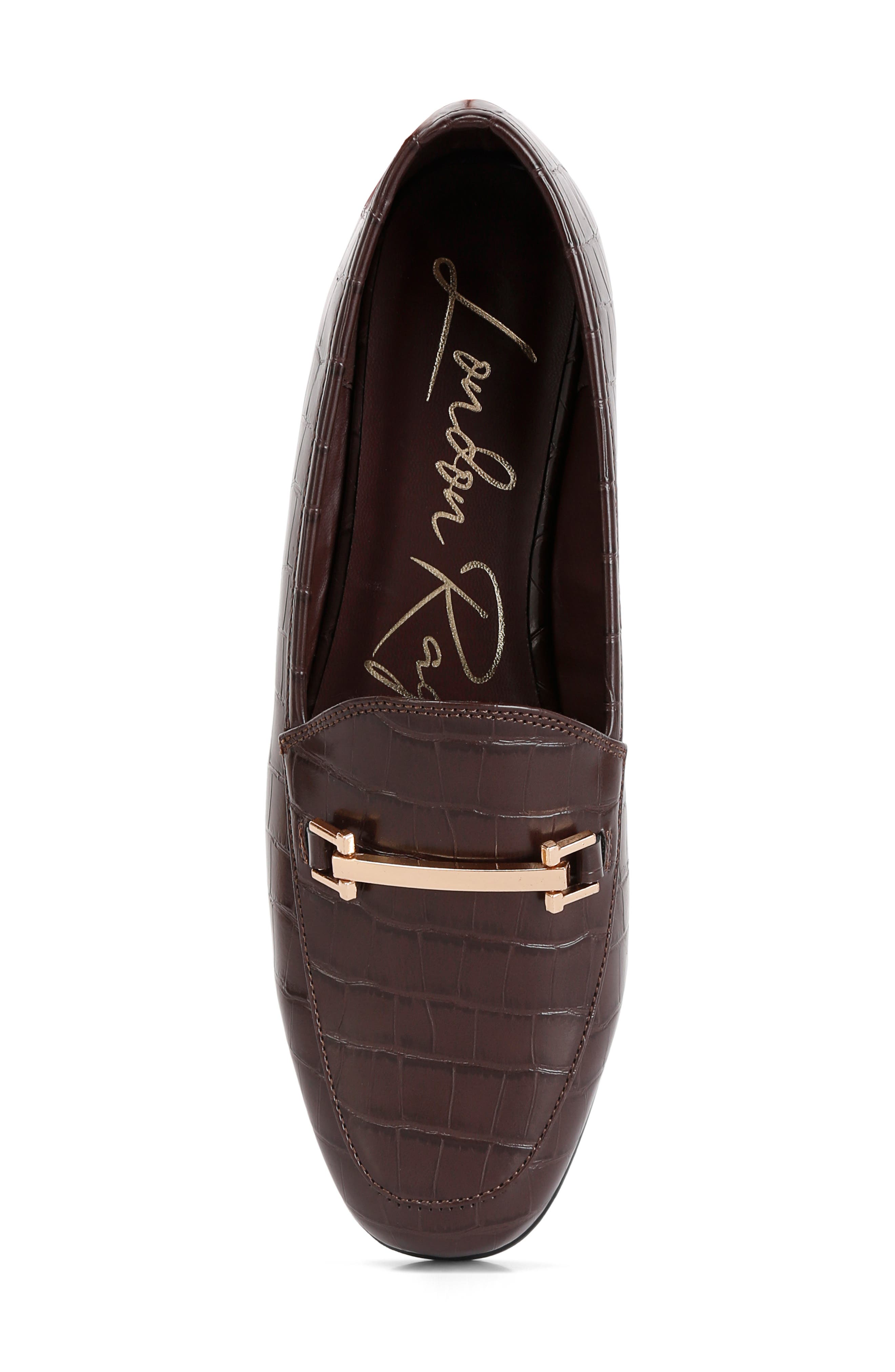 Deverell Croc Embossed Loafer, Alternate, color, BROWN