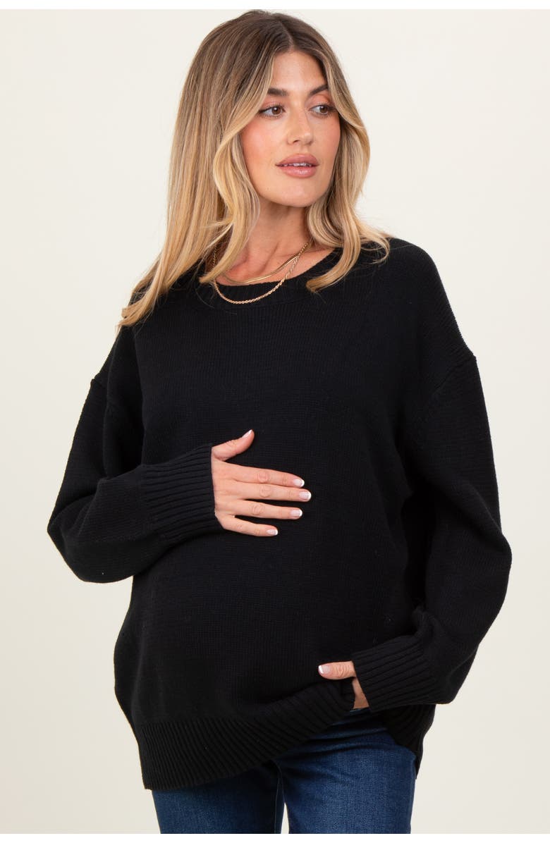 PinkBlush Soft Knit Basic Sweater, Alternate, color, Black