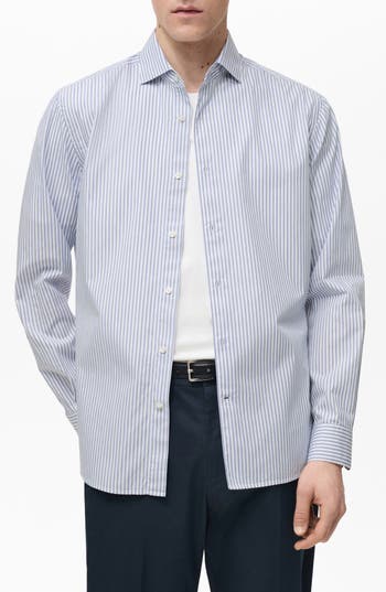Mango Regular Fit Pinstripe Cotton Button-up Shirt In Multi