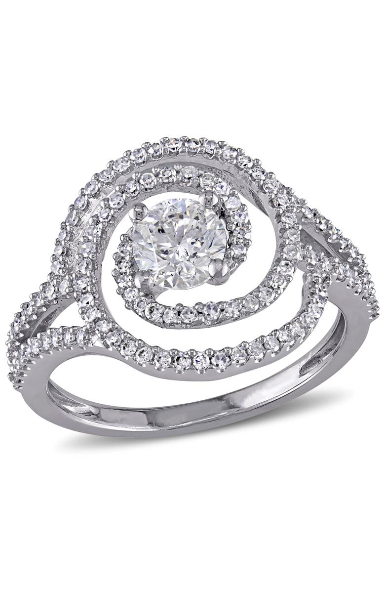 Julianna B. Diamond Swirl Engagement Ring 10k White Gold, Main, color, 10K White Gold