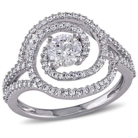 Diamond Swirl Engagement Ring 10k White Gold
