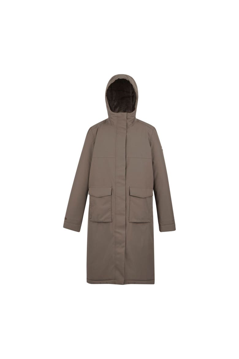 Yarli Longline Waterproof Jacket, Main, color, Mocha and Cocoa